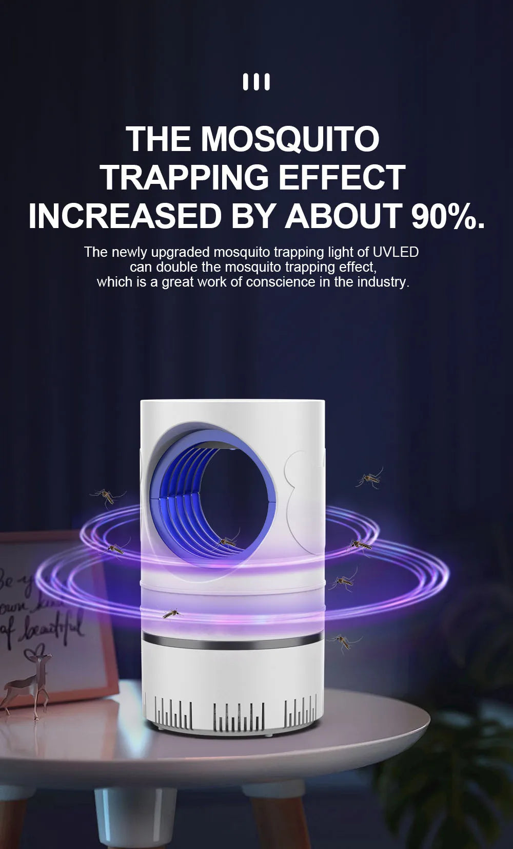 Lampe anti-moustiques électrique LED USB – Piège à insectes silencieux pour maison, chambre et bureau