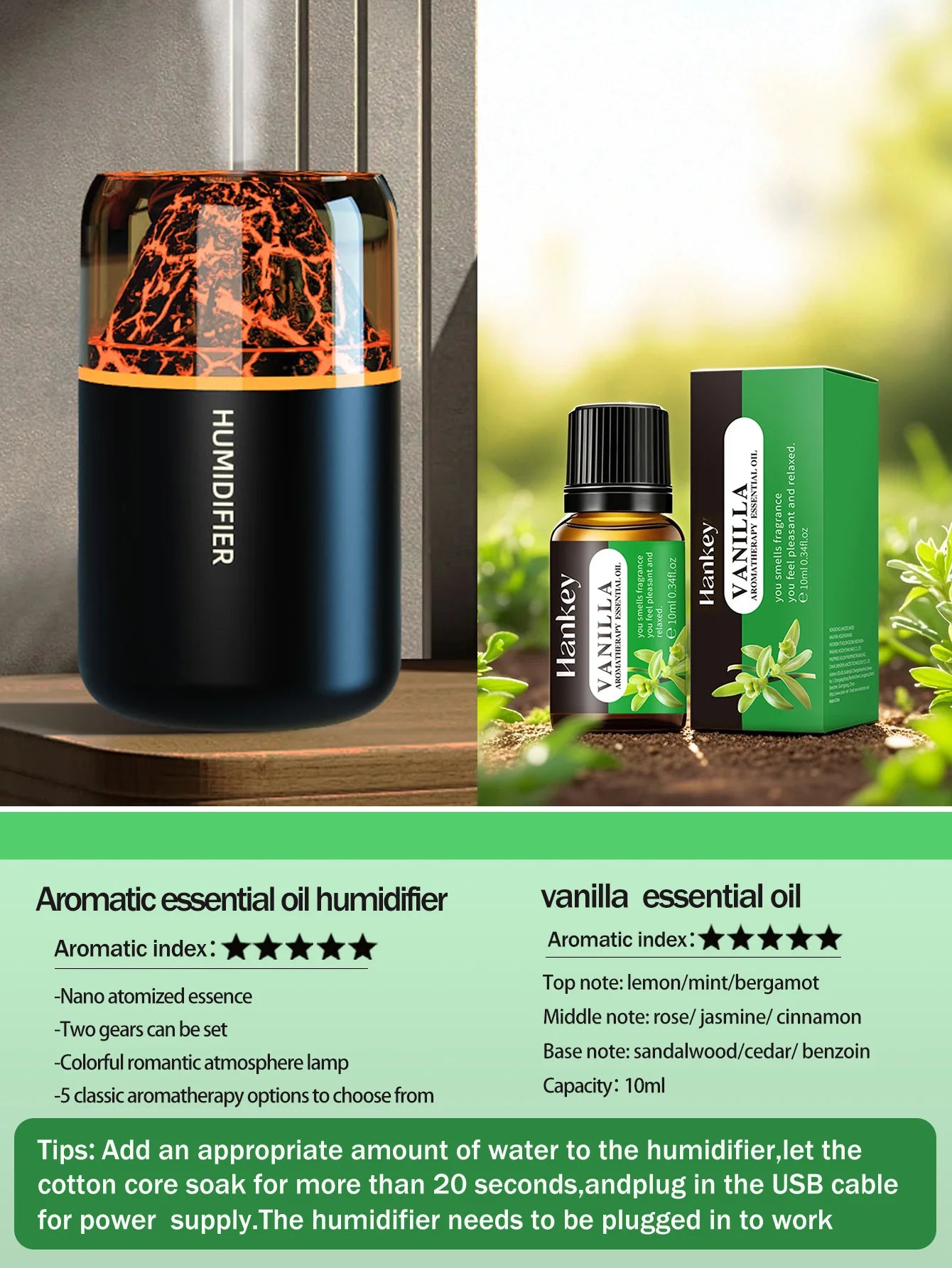 Humidificateur Diffuseur d'Arômes USB – Lampe Volcanique Colorée