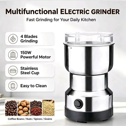 Broyeur Électrique Multifonction 4 Lames – Moulin à Café, Épices, Noix & Céréales Portable