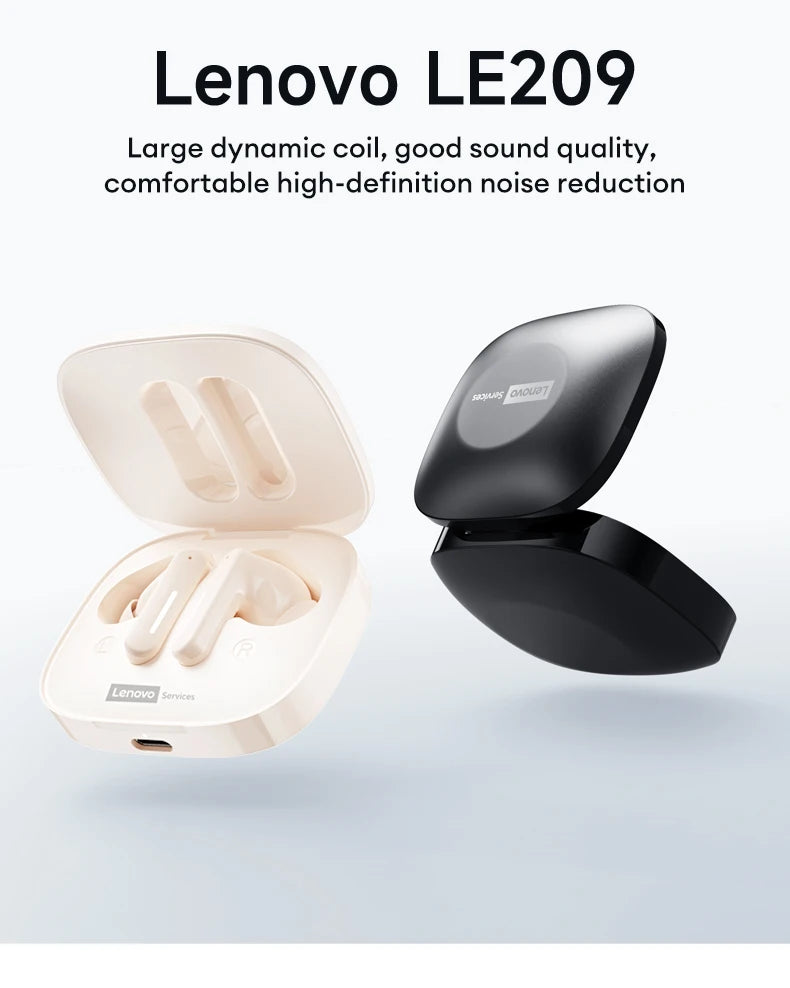 Lenovo LE209 – Écouteurs TWS Bluetooth 6.0, Réduction de Bruit ANC, HiFi, 30h d’Autonomie