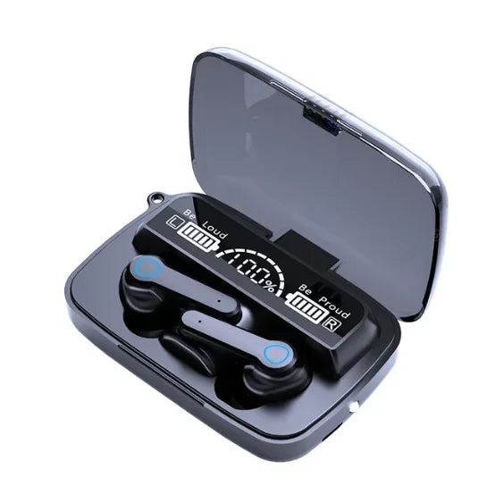 Écouteurs Bluetooth M19 sans fil – Réduction de bruit active, Affichage LED, Boîtier de charge
