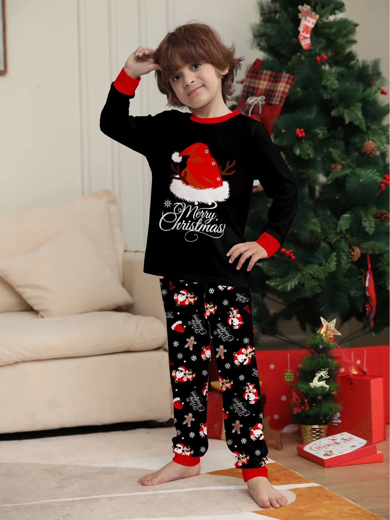 Tenues assorties pour la famille de Noël, pyjamas, ensembles de vêtements pour la famille, ensembles de 2 pièces, père, mère, enfants, bébé, vêtements de nuit de Noël, pyjamas