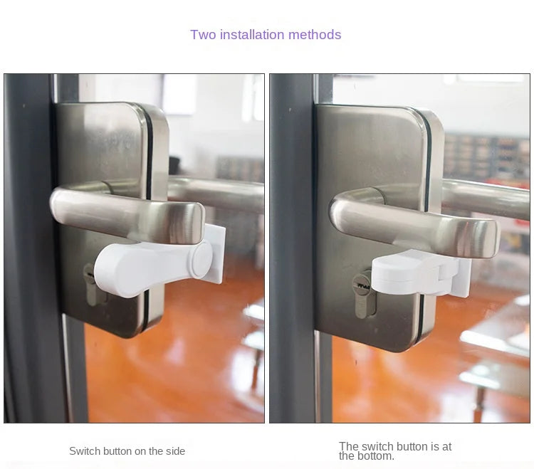 Verrou de sécurité bébé pour poignée de porte – Rotation 180°, adhésif, multifonction
