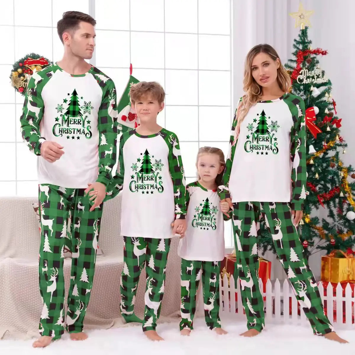 Noël famille correspondant tenues maman papa enfants 2 pièces pyjamas ensemble bébé barboteuses décontracté vêtements de nuit amples noël famille Look pyjamas