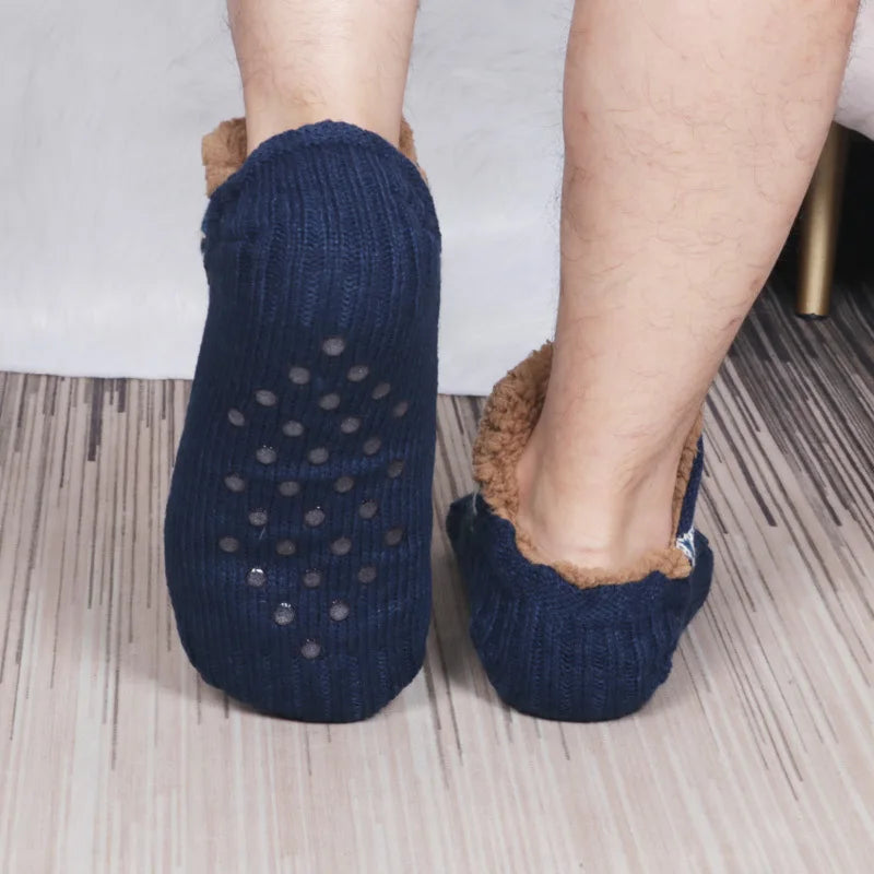 Chaussettes de sol antidérapantes Super chaudes pour femmes et hommes, chaussettes de neige, tapis de sommeil, pantoufles, bottes en velours, vêtements de maison
