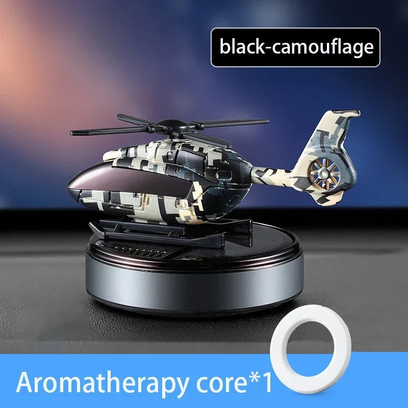 Désodorisant Solaire Rotatif pour Voiture – Diffuseur d'Huile Essentielle Hélicoptère Camouflage