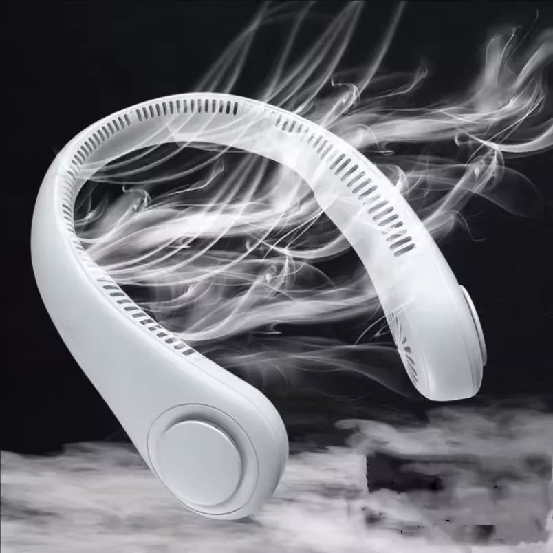Ventilateur de Cou Sans Pales USB Rechargeable – 3 Vitesses, Mains Libres, Été & Voyage