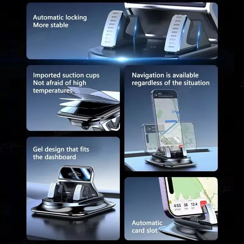 Support Téléphone Voiture 360° – Antidérapant Silicone & Navigation Mains Libres