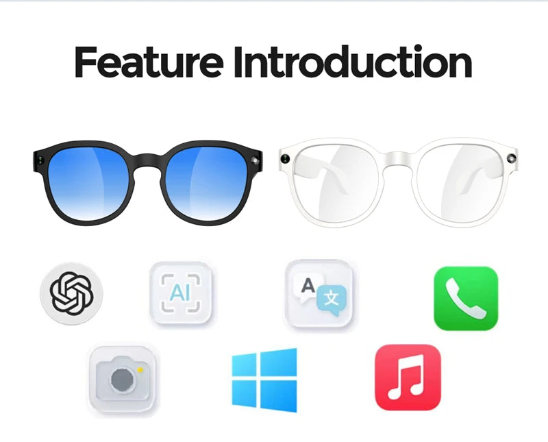 Lunettes Intelligentes IA Lenovo 2026 – Caméra HD 8MP, Vidéo 4K, Traduction IA, Appel Bluetooth & Musique