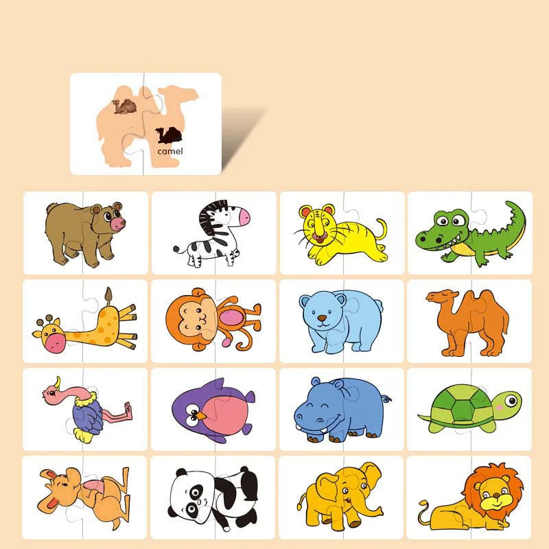 Cartes Puzzle Montessori 16 Pièces – Jouet Éducatif Bébé & Enfant 3-6 ans