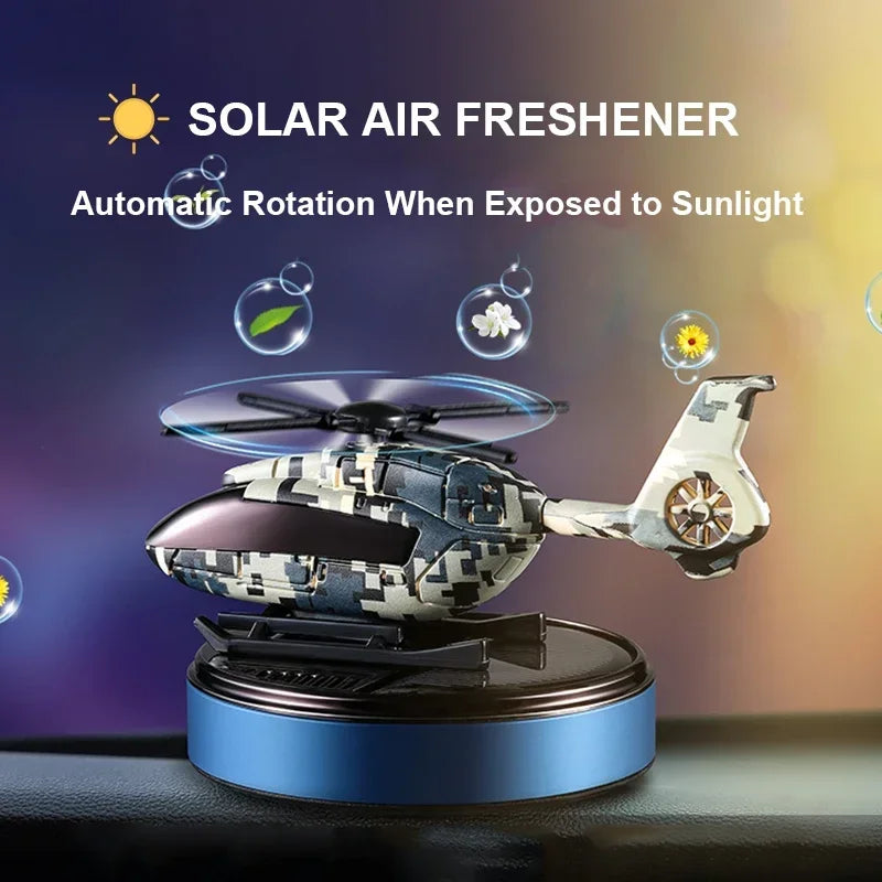 Désodorisant Solaire Rotatif pour Voiture – Diffuseur d'Huile Essentielle Hélicoptère Camouflage