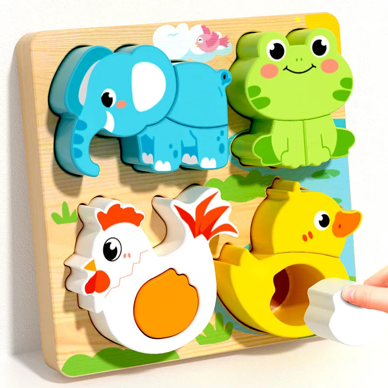 Blocs de Construction Montessori en Bois – Couleurs, Formes & Puzzle Éducatif
