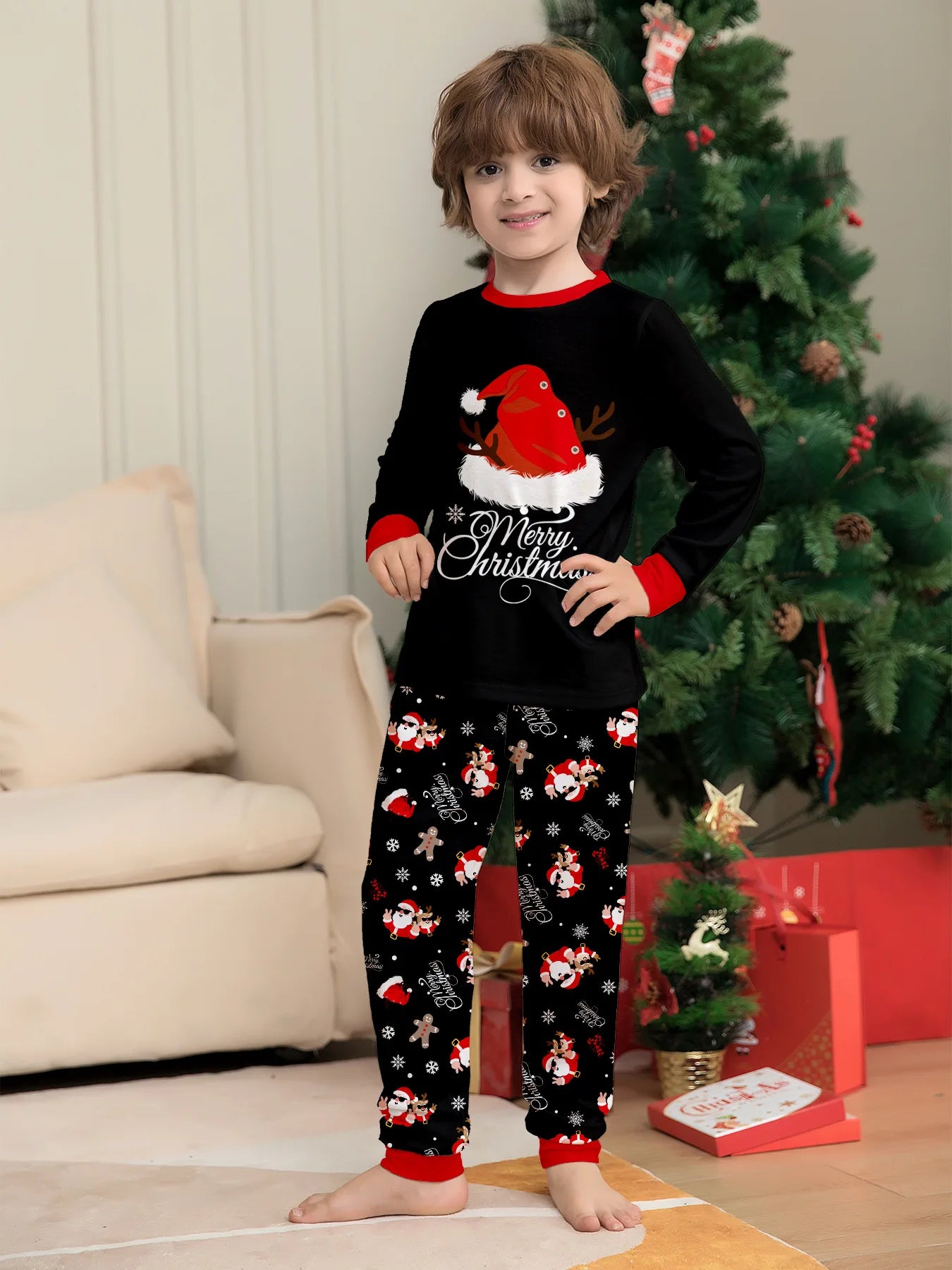 Tenues assorties pour la famille de Noël, pyjamas, ensembles de vêtements pour la famille, ensembles de 2 pièces, père, mère, enfants, bébé, vêtements de nuit de Noël, pyjamas