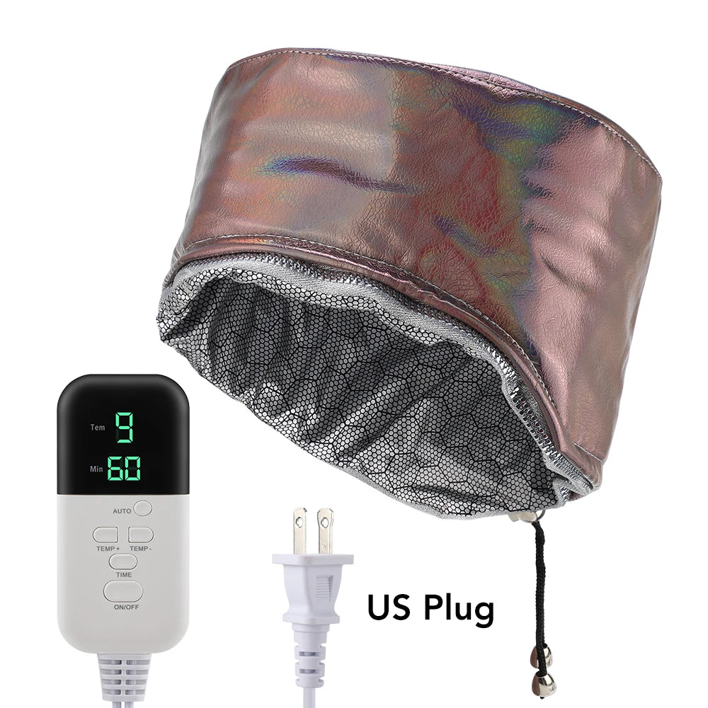 Bonnet Vapeur Chauffant Hailicare – 9 Températures, 5 Minuteries, Cuir PU, Soin Capillaire Spa Maison