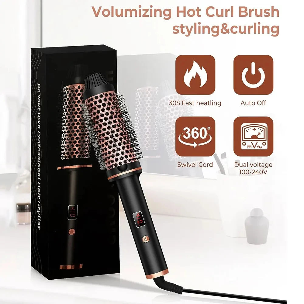 Fer à lisser ionique 3 en 1 – Fer à friser professionnel avec brosse chauffante