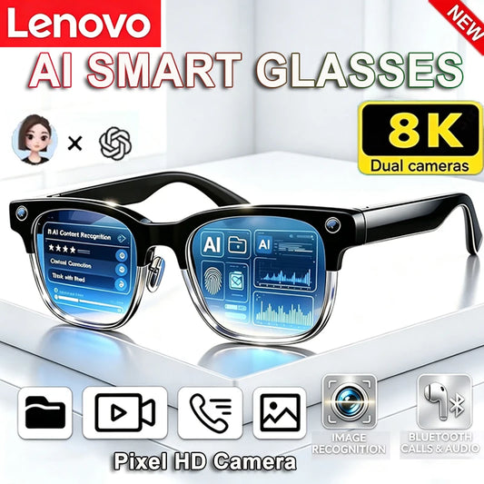 Lunettes Intelligentes Lenovo D12 – Assistant Vocal, Bluetooth 5.3, Musique & Appels Mains Libres | 2026