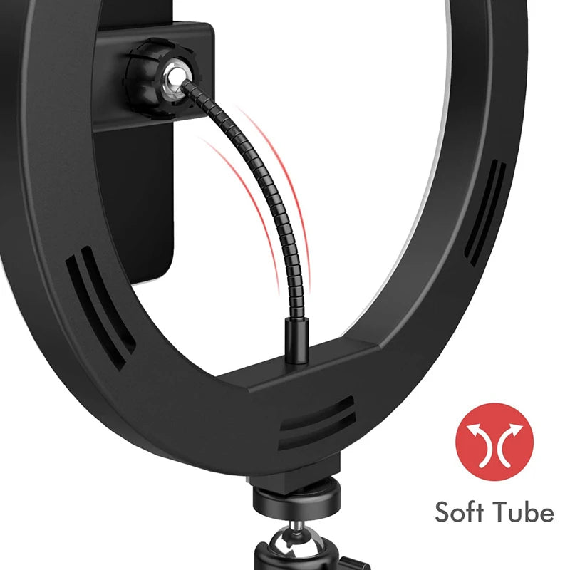 Anneau Lumineux LED pour Selfie & Vidéo – Trépied Réglable, 3 Modes & 10 Niveaux