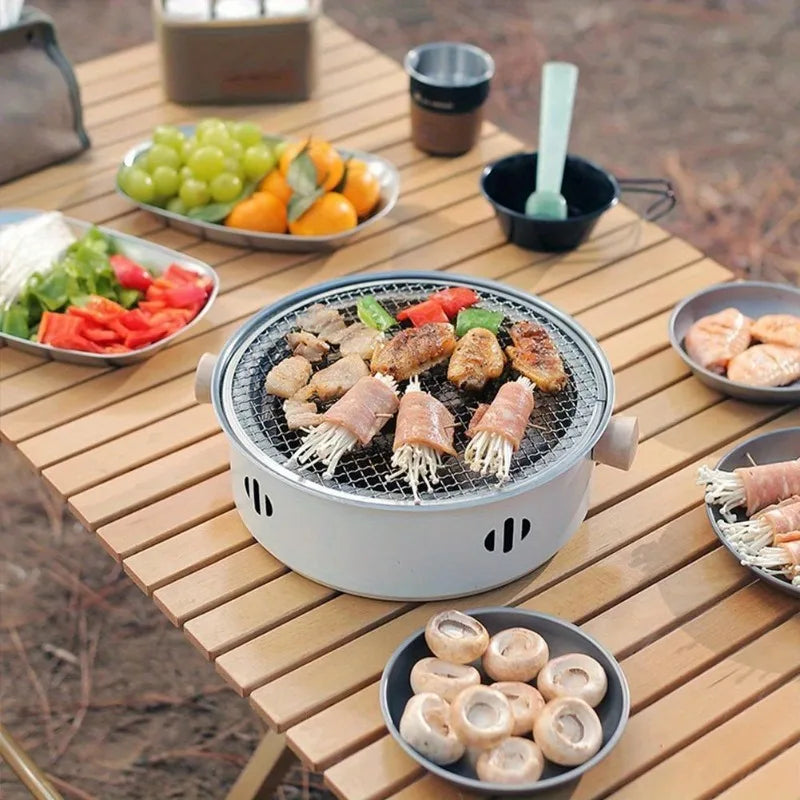Barbecue Portable Compact en Acier Inoxydable – Gril à Charbon de Bureau, Intérieur & Extérieur