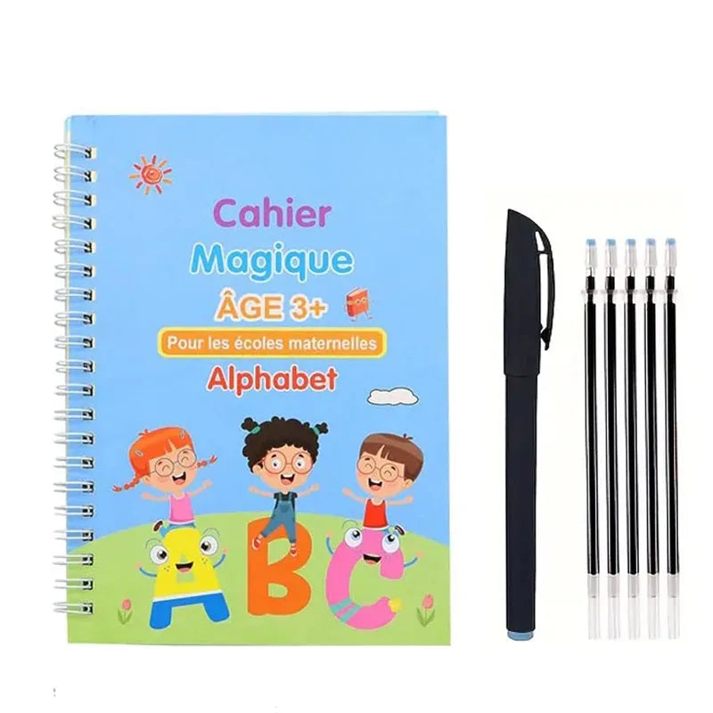 Cahier Magique d'Écriture Française avec Stylo – Ardoise Réutilisable Enfants 3-8 ans