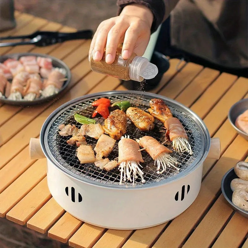 Barbecue Portable Compact en Acier Inoxydable – Gril à Charbon de Bureau, Intérieur & Extérieur