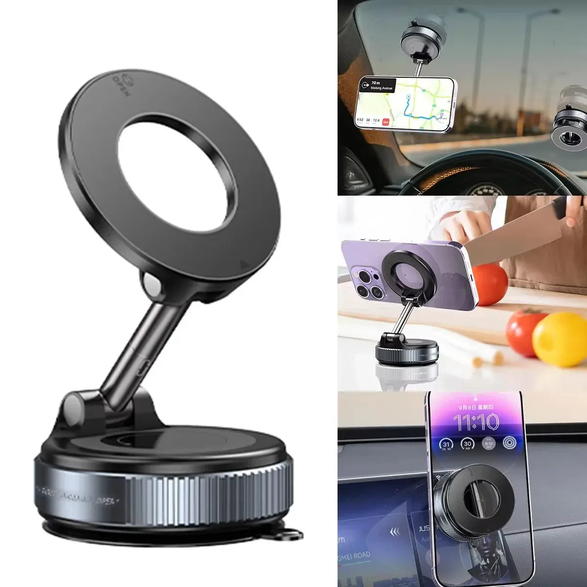 Support Magnétique Téléphone Voiture – Ventouse, Rotation 360°, Universel