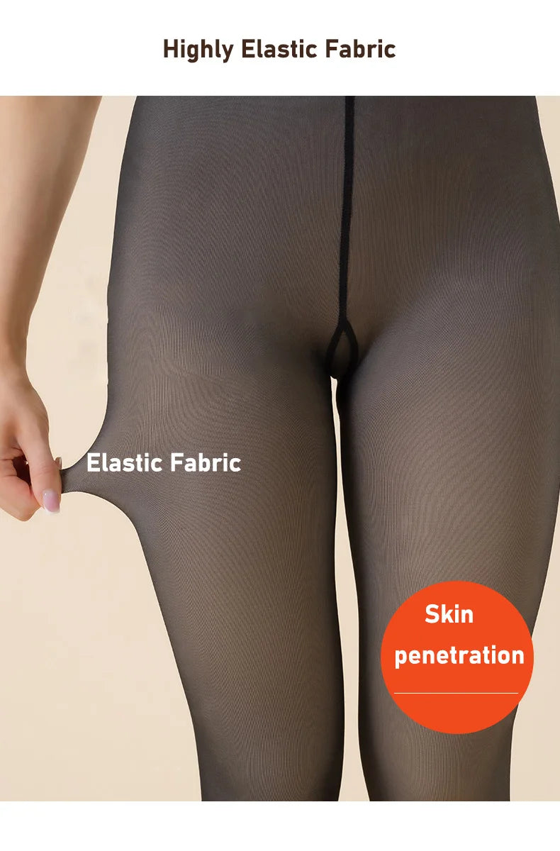 Femme collants thermiques Sexy translucide polaire Leggings collants mince hiver chaud épais velours bas femme Streetwear pantalon