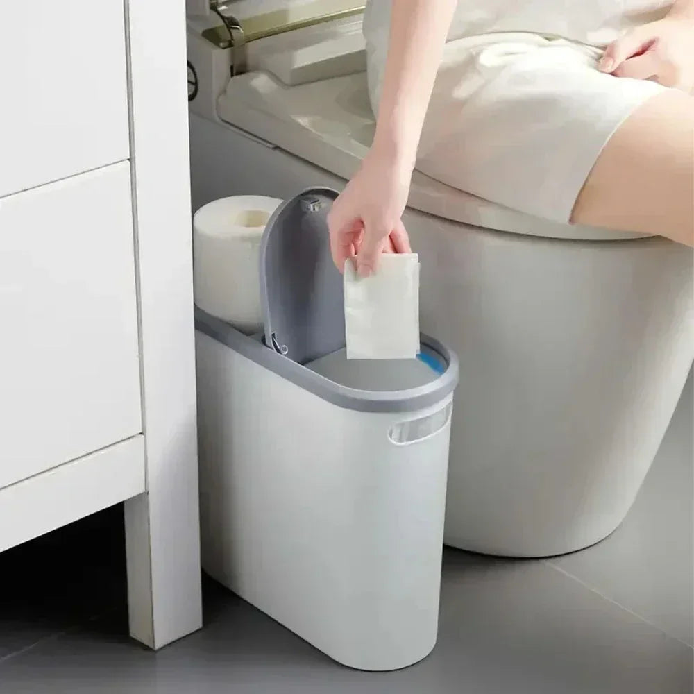 Poubelle à Pression avec Couvercle – Design Étroit, Grande Capacité | Cuisine, Salle de Bain