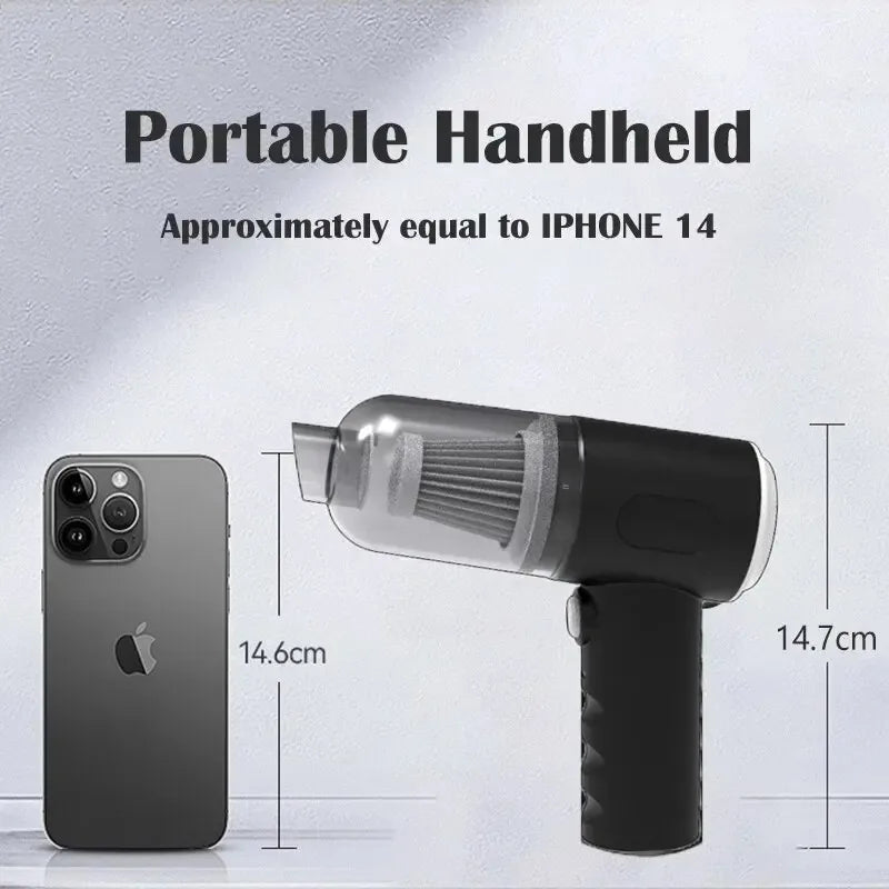 Aspirateur de voiture sans fil 9000Pa – Portable USB rechargeable, 60W, mini aspirateur sec