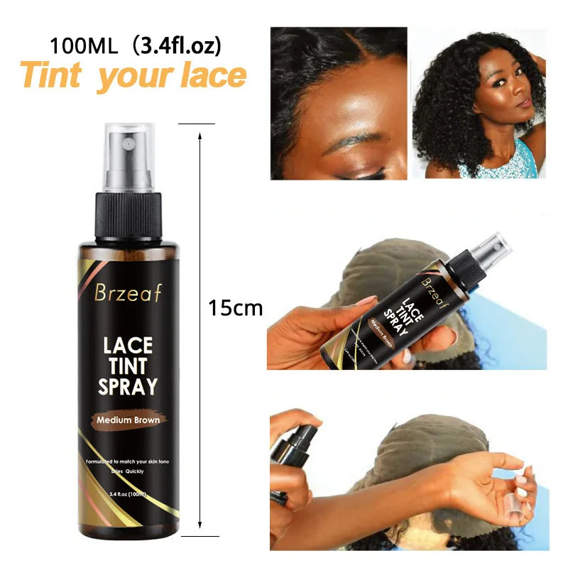 Spray Teintant Lace pour Perruques – Brun Foncé, Moyen, Clair | Mousse, Colle et Dissolvant
