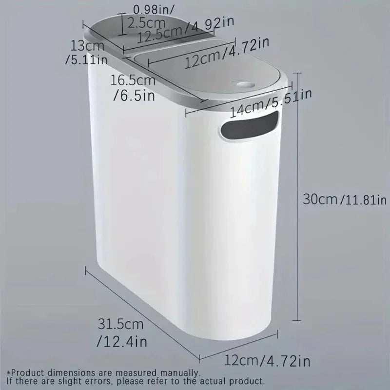 Poubelle à Pression avec Couvercle – Design Étroit, Grande Capacité | Cuisine, Salle de Bain