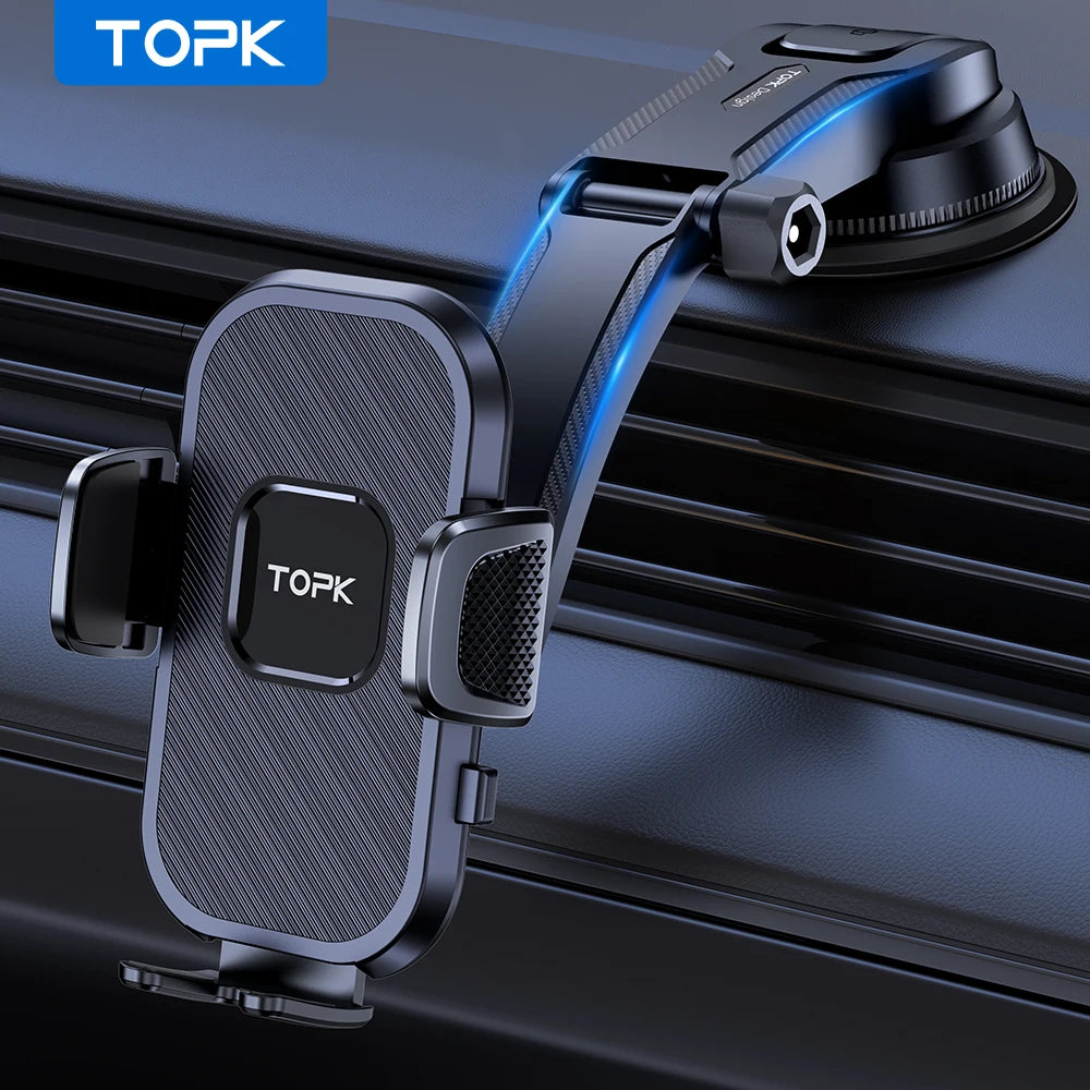 TOPK Car Phone Holder Air Vent Suction Cup Mount for iPhone Xiaomi Samsung Auto Mobile Support GPS Stand Dashboard Bracket
