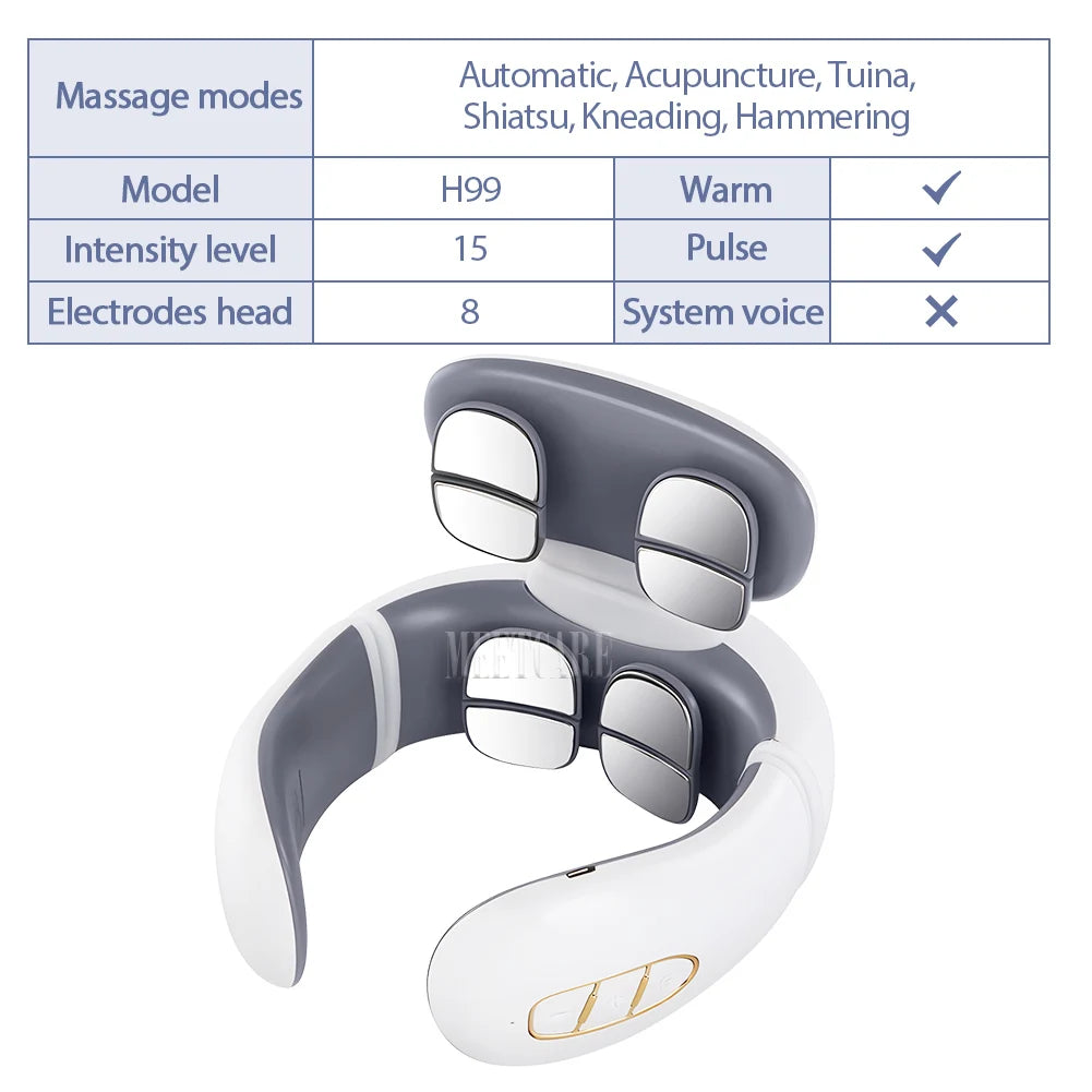 Masseur TENS Intelligent Dos & Cou – Épaules, Nuque, 16 Niveaux, Chauffage 42°C | 4 Modèles