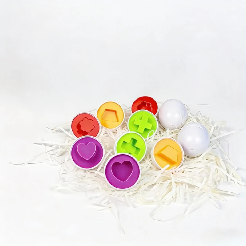 Jouet d'Association Couleurs & Formes – Œufs Simulés Géométriques avec Boîte de Rangement