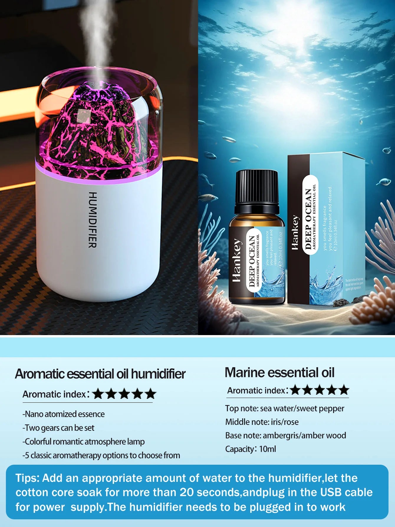 Humidificateur Diffuseur d'Arômes USB – Lampe Volcanique Colorée