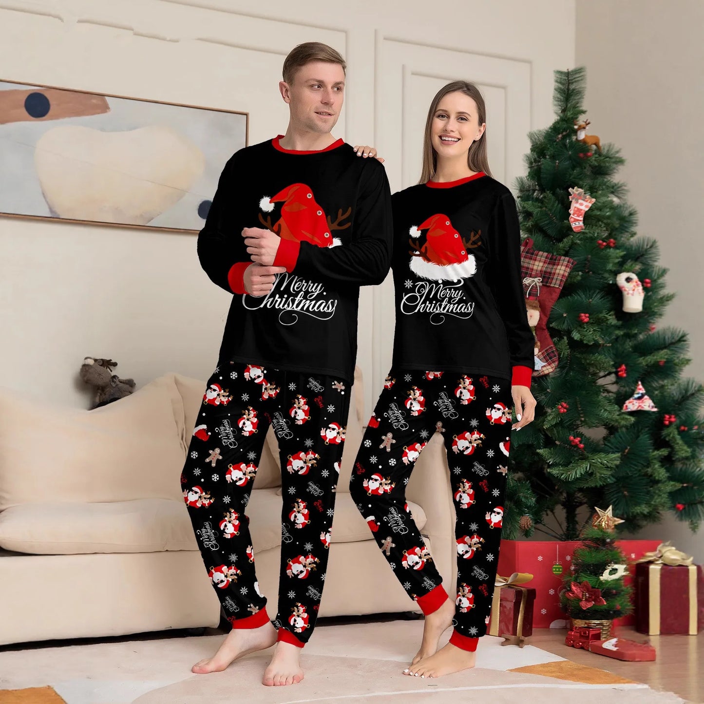 Tenues assorties pour la famille de Noël, pyjamas, ensembles de vêtements pour la famille, ensembles de 2 pièces, père, mère, enfants, bébé, vêtements de nuit de Noël, pyjamas