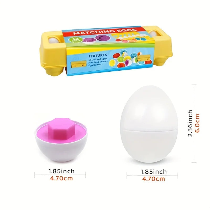 Jouet d'Association Couleurs & Formes – Œufs Simulés Géométriques avec Boîte de Rangement