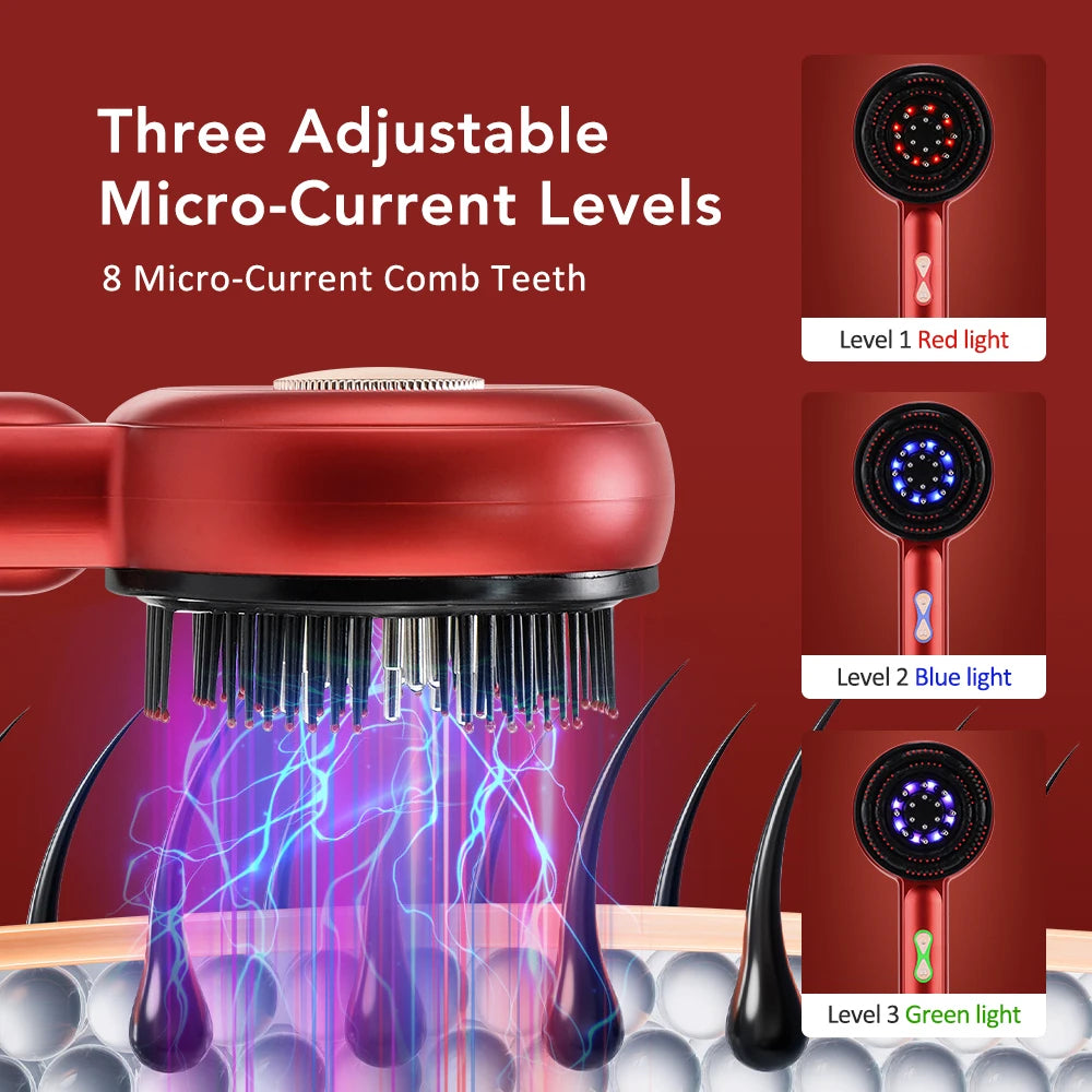 Peigne de Massage électrique, thérapie à la lumière rouge, Vibration, croissance des cheveux, brosse pour cuir chevelu, Anti-perte de cheveux, applicateur d'huile liquide