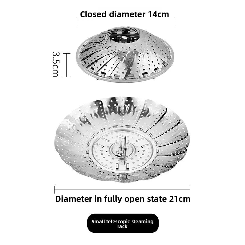 Panier vapeur extensible en acier inoxydable – 15 à 27 cm, pliable, compatible toutes casseroles
