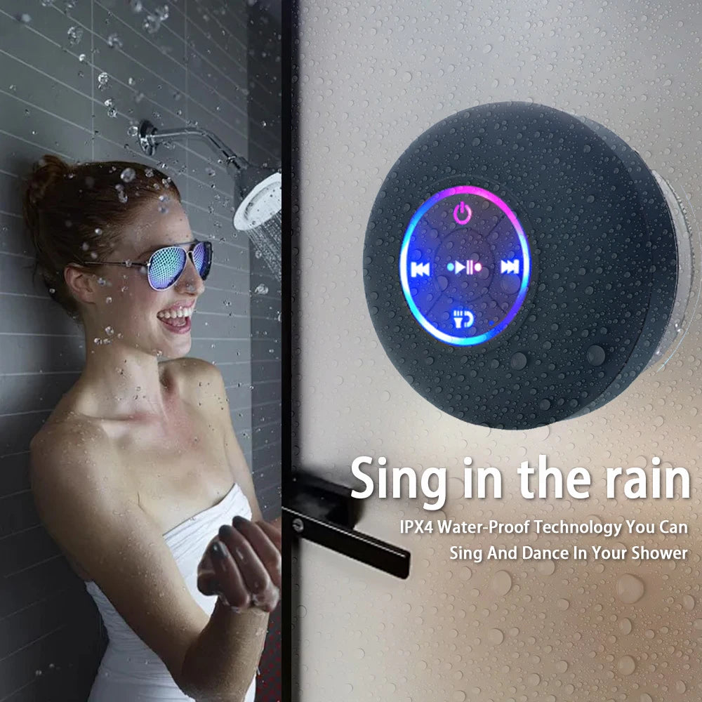 Enceinte Bluetooth Portable Sans Fil – Lumière LED, Étanche IPX4, Ventouse, Son Stéréo