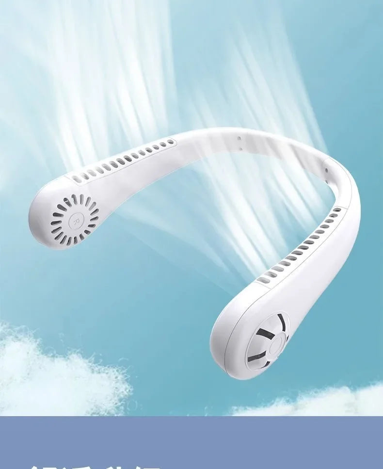 Ventilateur de Cou Sans Pales USB Rechargeable – 3 Vitesses, Mains Libres, Été & Voyage