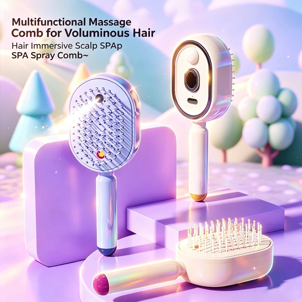 Brosse à Cheveux Électrique à Vapeur 3-en-1 – Lissage, Démêlage & Anti-Frisottis