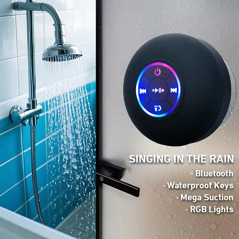 Enceinte Bluetooth Portable Sans Fil – Lumière LED, Étanche IPX4, Ventouse, Son Stéréo