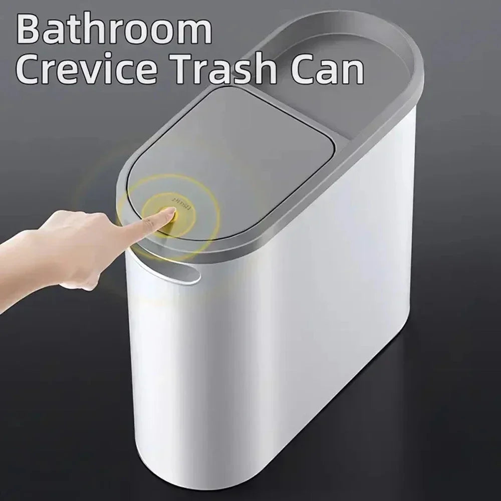 Poubelle à Pression avec Couvercle – Design Étroit, Grande Capacité | Cuisine, Salle de Bain