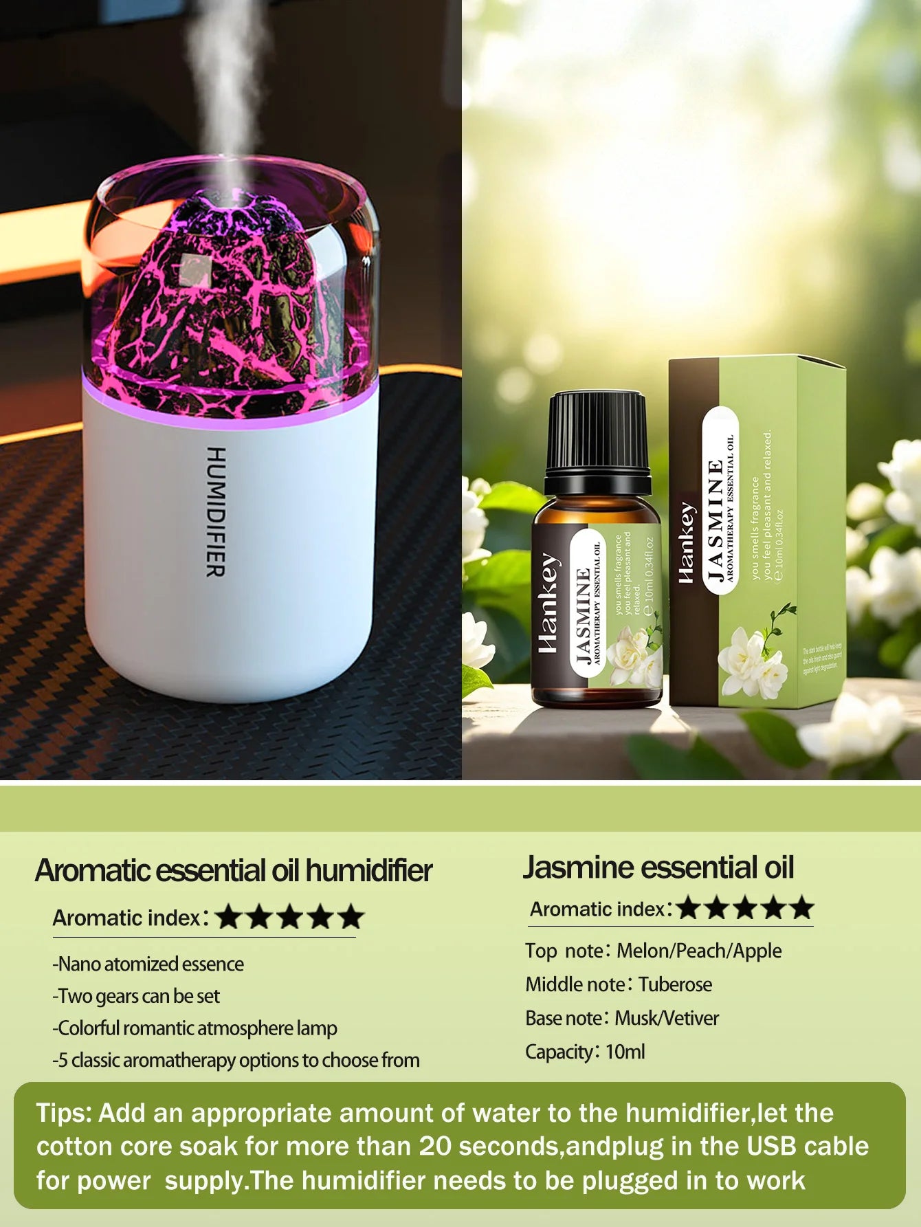 Humidificateur Diffuseur d'Arômes USB – Lampe Volcanique Colorée