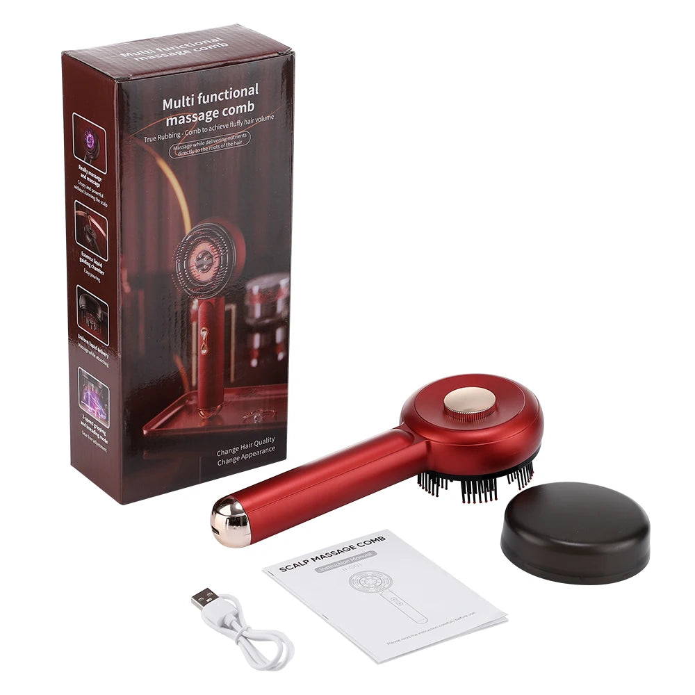 Peigne de Massage électrique, thérapie à la lumière rouge, Vibration, croissance des cheveux, brosse pour cuir chevelu, Anti-perte de cheveux, applicateur d'huile liquide