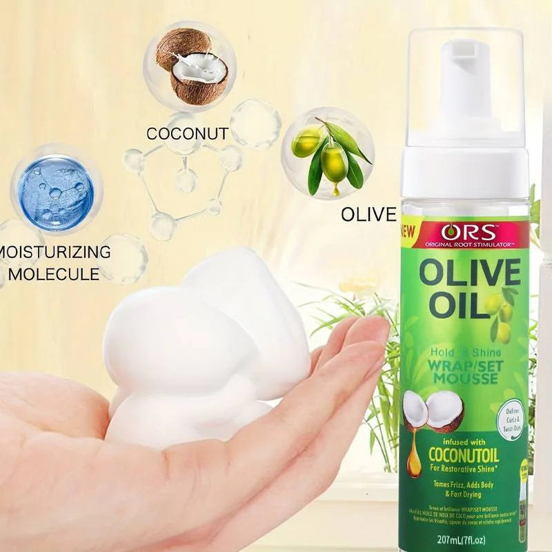 Mousse Coiffante Boucles – Tenue Forte à l'Huile d'Olive | Anti-Frisottis pour Perruques et Cheveux Naturels