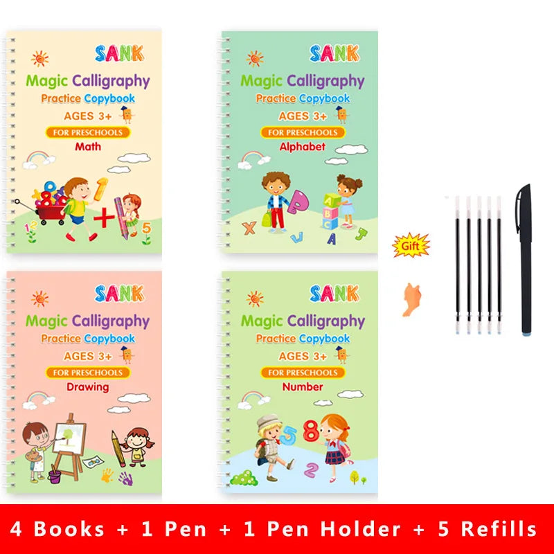 Cahier Magique d'Entraînement à l'Écriture – Calligraphie Anglaise Réutilisable | Enfants 2-5 ans
