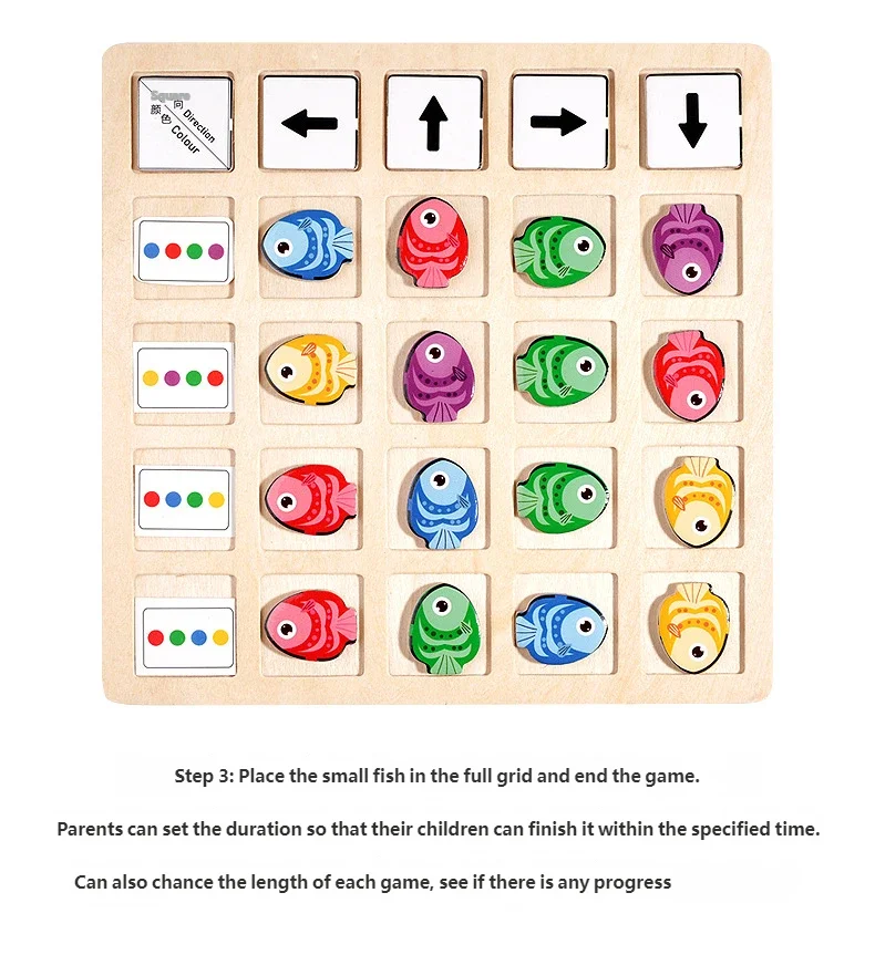 Jeu de Plateau Éducatif Montessori en Bois – Logique, Couleurs & Directions
