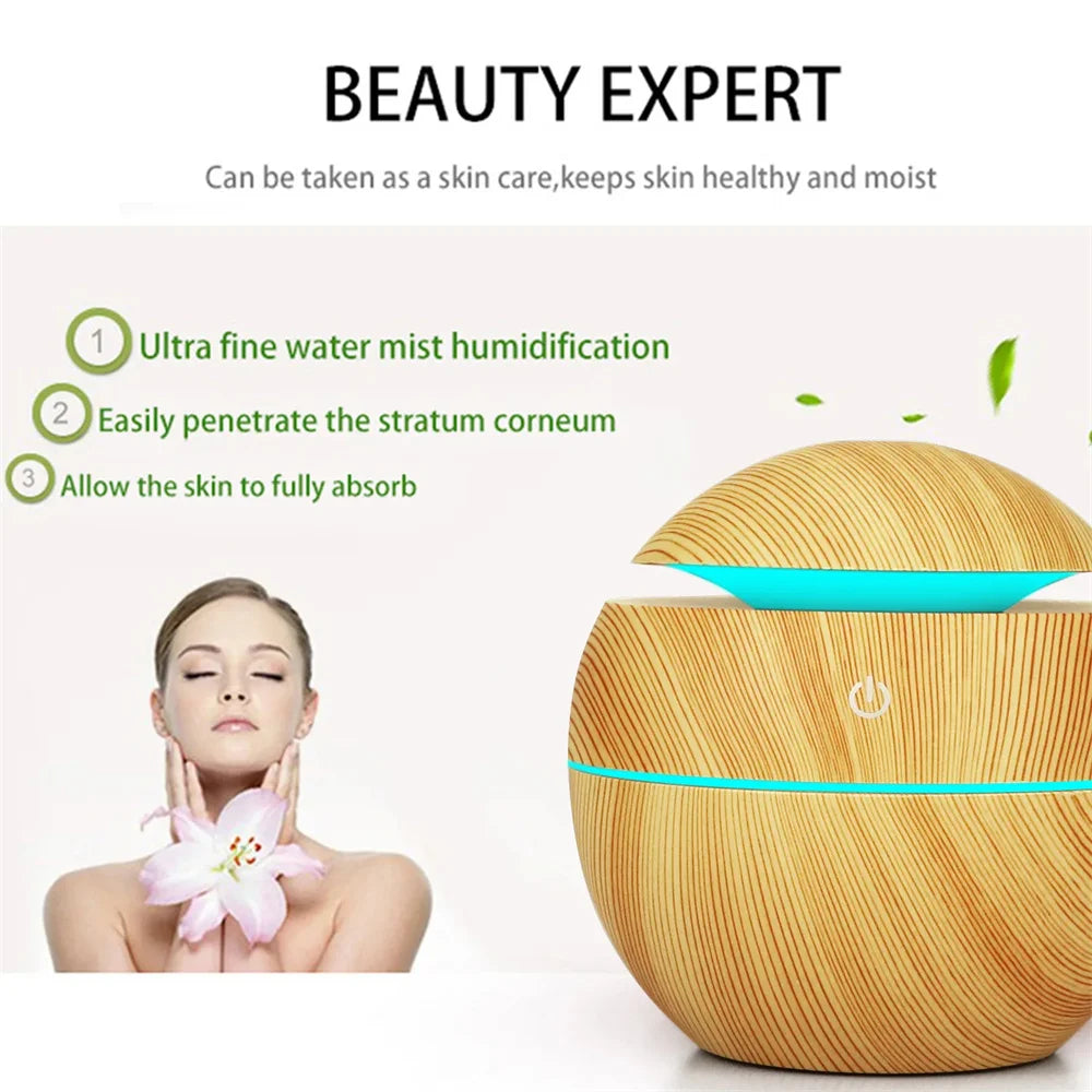 Humidificateur électrique diffuseur d'arôme d'air bois humidificateur d'air à ultrasons huile essentielle aromathérapie fabricant de brume fraîche pour chambre à coucher