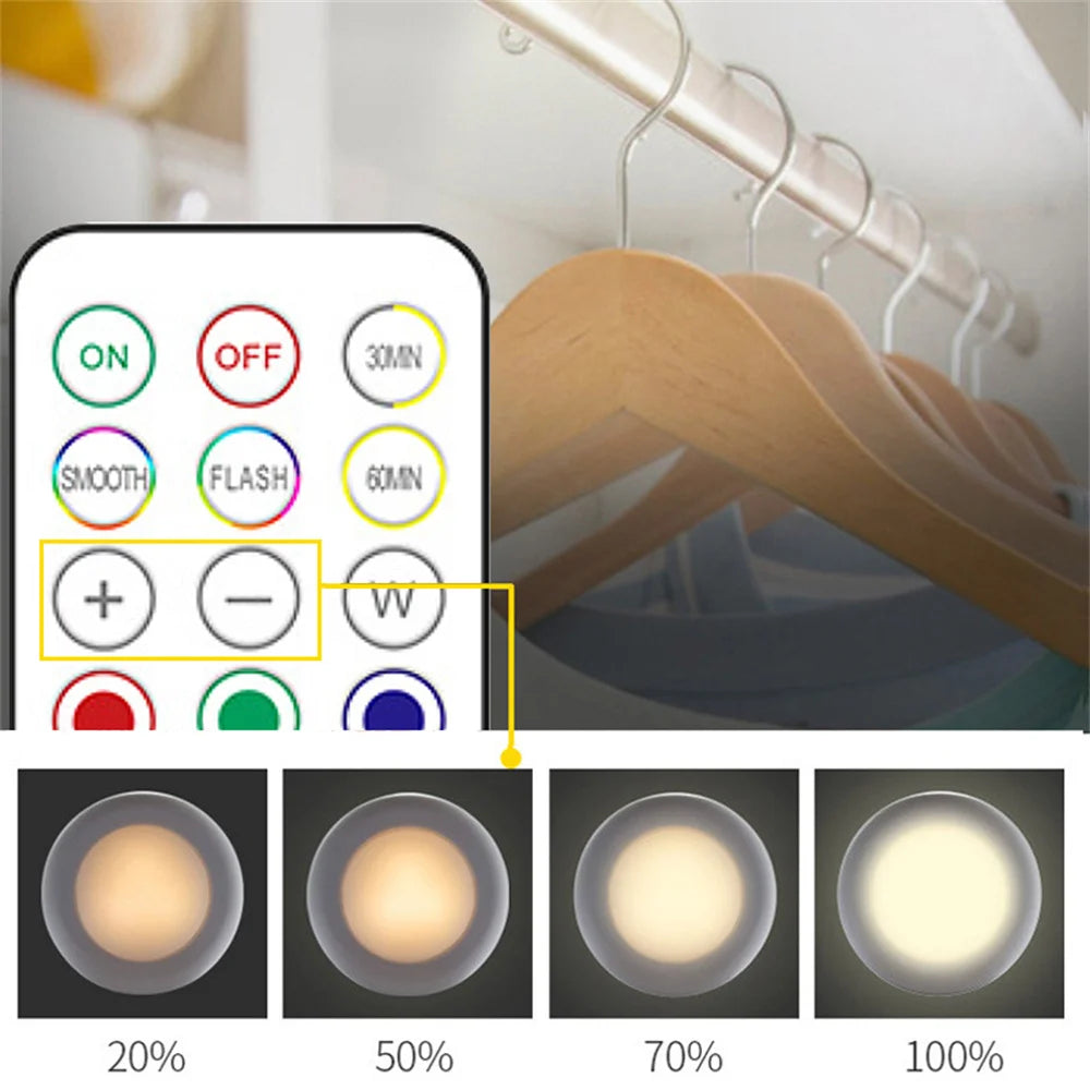 Lampes LED RGB sous Armoire – Sans Fil, Télécommande, Dimmable | Chambre, Cuisine, Garde-Robe